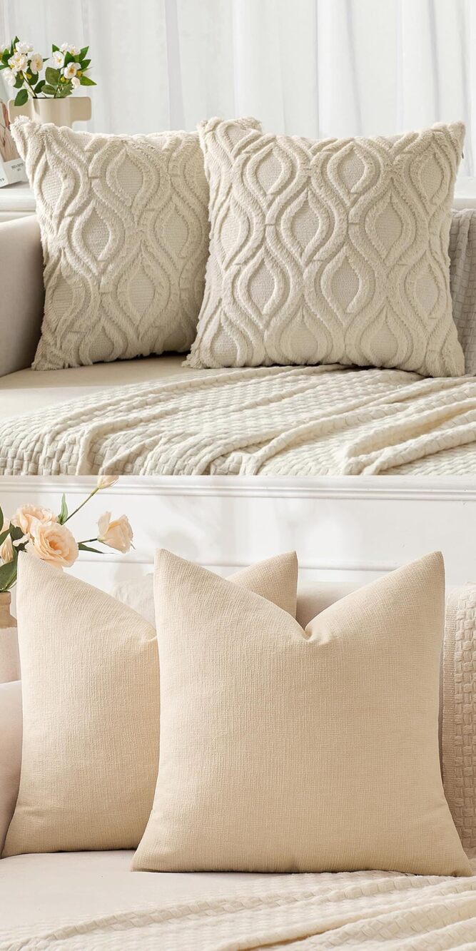 9041 Pack of 2 Faux Wool Pillow Covers Bundle Pack of 2 Chenille Decorative